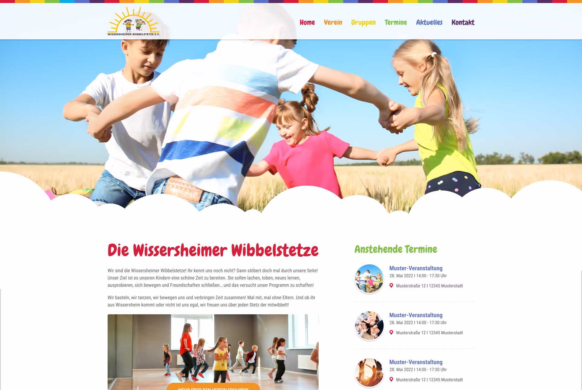 Website für Kinder- und Jugendverein mit Anmeldemöglichkeit in WordPress