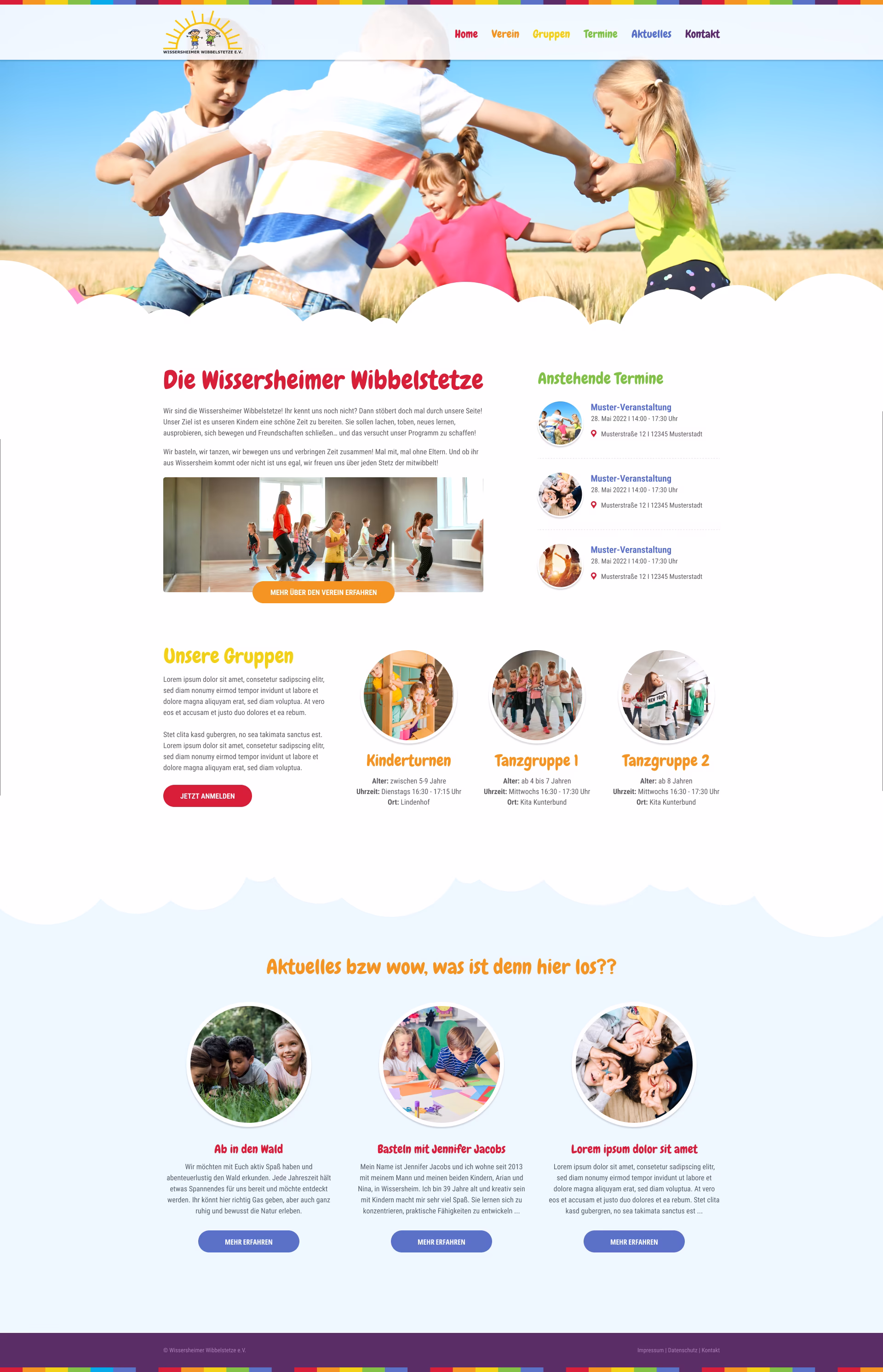 Website für Kinder- und Jugendverein mit Anmeldemöglichkeit in WordPress