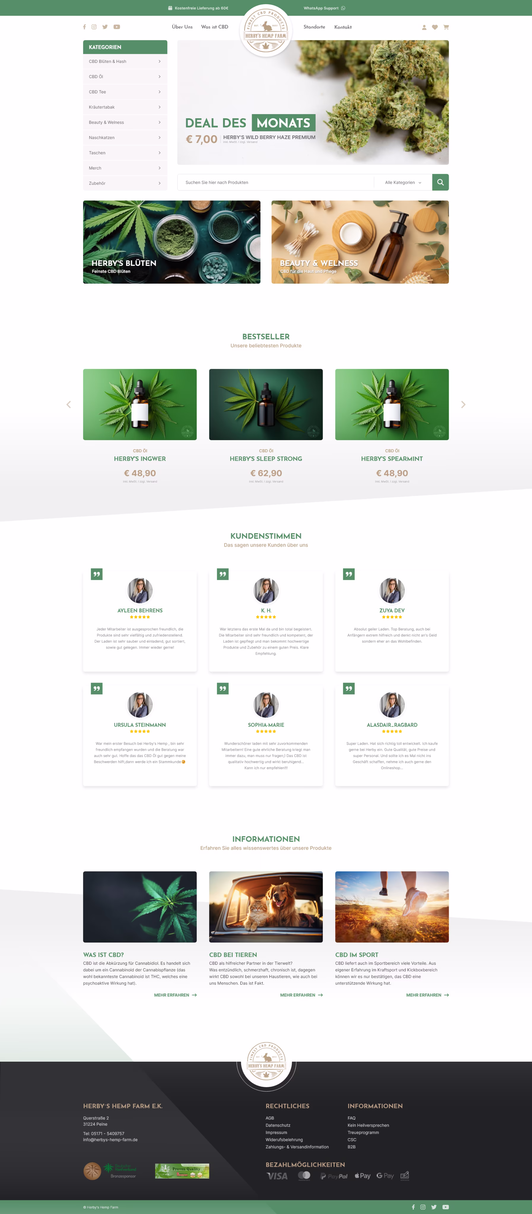 CBD Wellness Onlineshop mit WooCommerce und produktzentriertem Webdesign