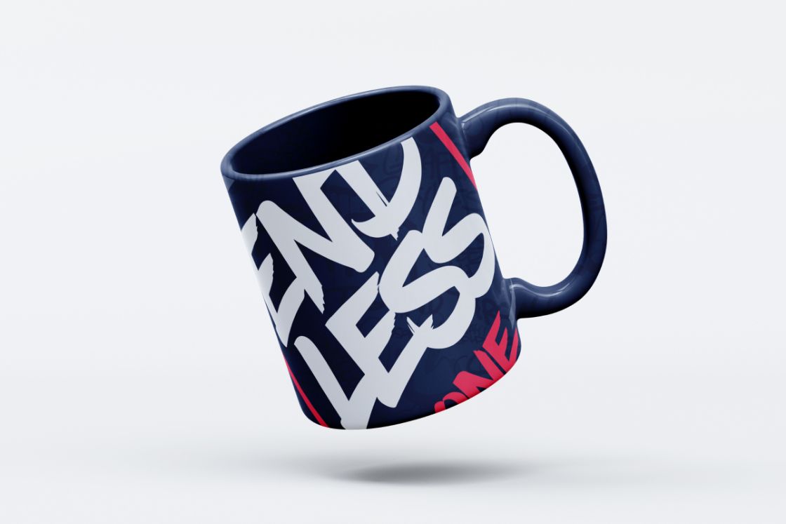 Custom Graffiti-Style Coffee Mug Design für Endless One: Kreatives und einzigartiges Merchandise im urbanen Kunst-Look