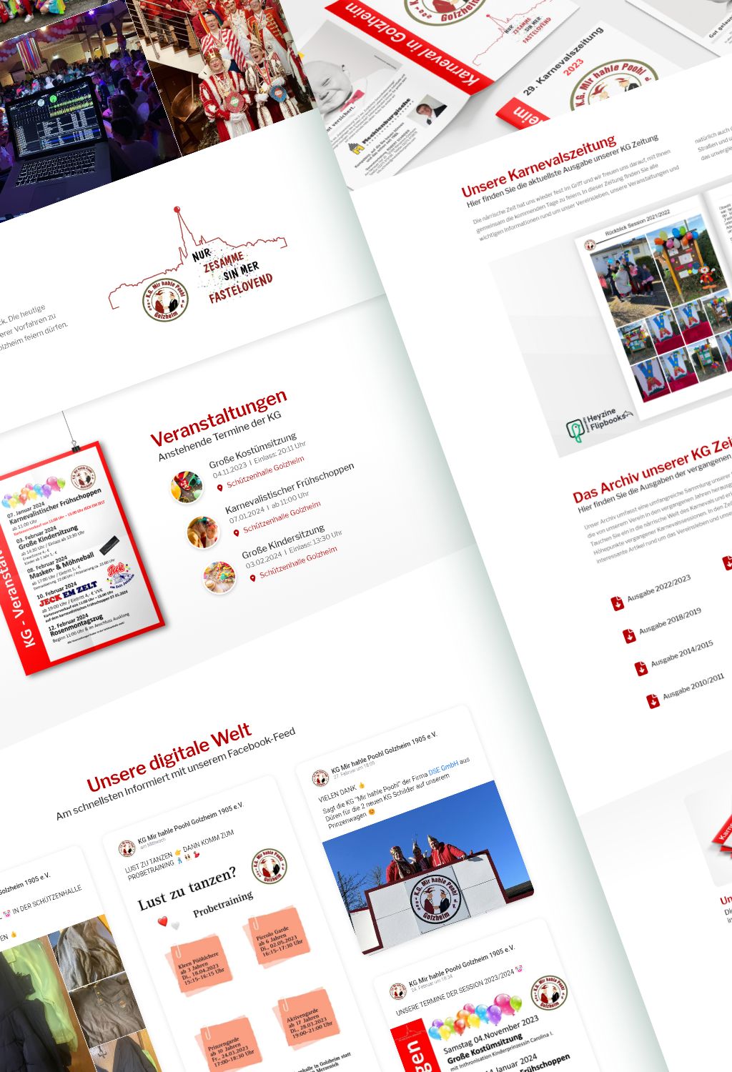 Individuelles Webdesign für die KG Golzheim: Responsive Website mit integriertem Veranstaltungskalender.