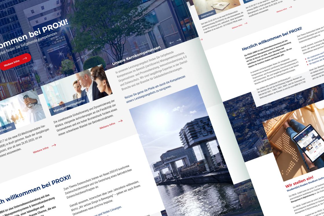 Webdesign für PROXI GmbH: Maßgeschneiderte Unternehmensberatungs-Webseite mit modernem, benutzerfreundlichem Interface